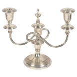A Continental silver (impressed 800) 2-branch table candelabra, height 22cm, 20oz