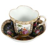 A 19th century Dresden cabinet cup and saucer, with painted panels