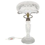 A cut-glass "mushroom" table lamp, height 47cm The light fitting will need rewiring