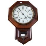 A mahogany-cased drop-dial wall clock, by Seth Thomas, height 55cm