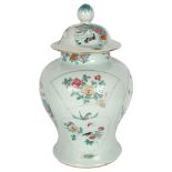 A large Chinese famille verte baluster jar and cover, with painted and enamelled decoration,