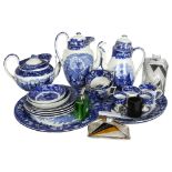 A group of Wedgwood and other blue and white china, to include teapot, coffee pot, 2 large dishes,