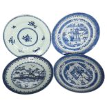 4 various Chinese blue and white plates All plates are in fair but obvious used condition. One has