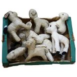 A group of soft Plush animals, to include 2 Steiff lambs, a musical lamb, and 7 others