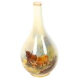 A Royal Worcester long-necked vase, with hand painted decoration by H Stinton, green back stamp,