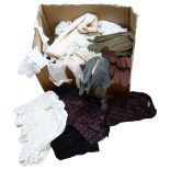 A quantity of Vintage lace, gloves and other textile materials