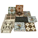 A quantity of Art Nouveau and various other ceramic tiles, including Minton's etc, largest 20cm