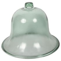 A large green glass bell-shape cloche, height 29cm Good overall condition, no cracks or repairs, a