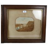 A pair of Portuguese cork pictures, oak-framed, 44cm x 49cm overall