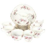 Royal Albert Lavender Rose, a part tea service including 1 large serving plate, tea plates, tea cups