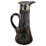 George V glass and silver-mounted Claret jug, hallmarks Sheffield 1933, James Deakin & Sons,