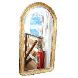 A Vintage arch-top bevel-edge wall mirror, with moulded painted and gilded frame, height 83cm
