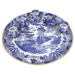 A large Victorian Copeland blue and white circular breakfast tray "II Temples", diameter 44cm,