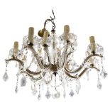 An 8-branch 2-tier brass and glass lustre chandelier, drop 48cm