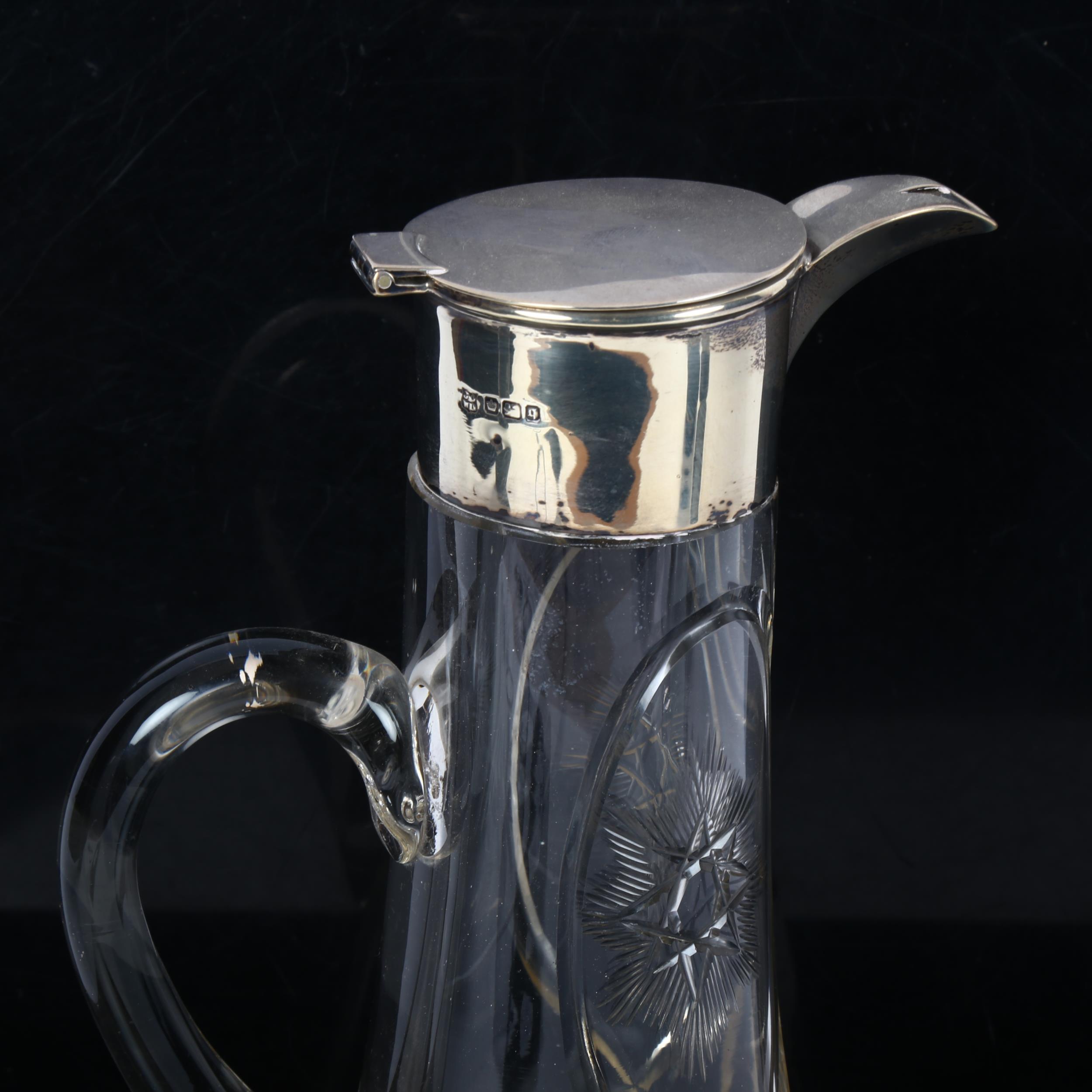 George V glass and silver-mounted Claret jug, hallmarks Sheffield 1933, James Deakin & Sons, - Image 2 of 2