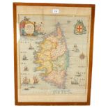 An Antique map of Corsica, framed, 63cm x 48cm