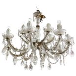 An 8-branch 2-tier brass and glass lustre chandelier, drop 56cm (WITH THE OPTION TO BUY THE