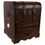 A reproduction trunk with studded decoration and drawer under, H45cm, W36cm