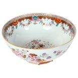 18th/19th century table centre bowl, with hand painted enamel decoration, diameter 26cm