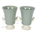 Keith Murray for Wedgwood, a pair of two tone porcelain urns, makers marks to base, height, 20.5cm