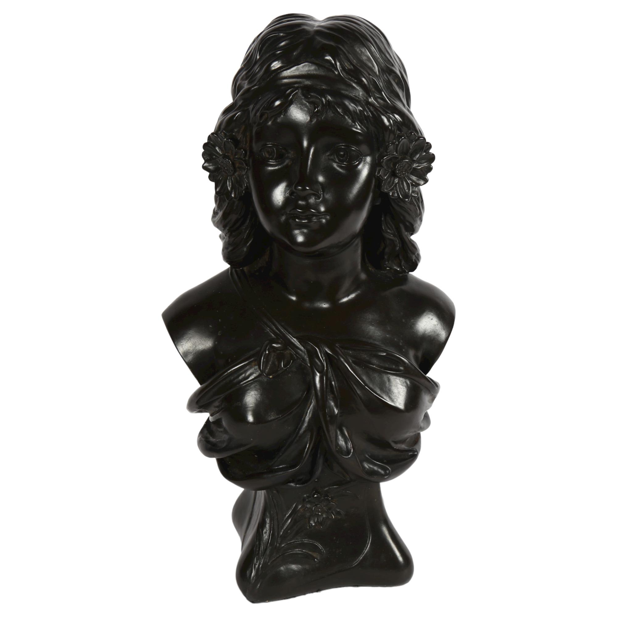 A composition bust of a girl, 47cm