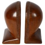 A pair of turned wood bookends