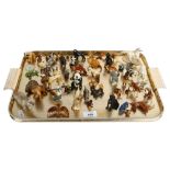 A tray of Hargen-Renaker Californian pottery miniature animals, including zebra, lion, rhino etc