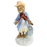 German porcelain monkey violinist (A/F), 13cm