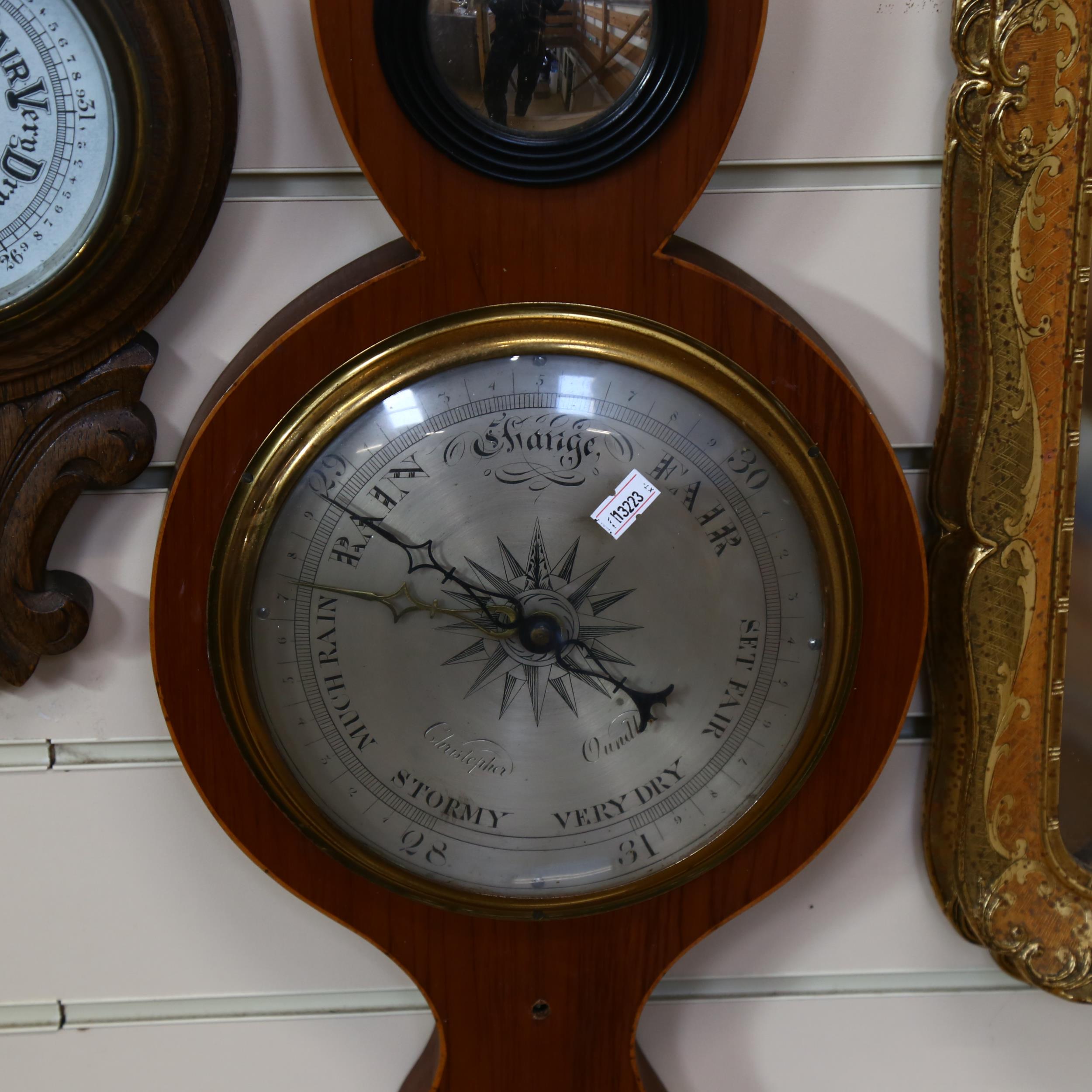 An aneroid wall barometer with thermometer and hydrometer, 89cm - Image 2 of 2