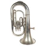 A vintage nickel tuba, no identifiable makers mark or serial number.
