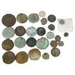 A collection of metalware and Ancient coins and tokens, including Roman etc