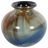 A Studio pottery vase with multi-colour glaze, incised signature, height 15cm Perfect condition