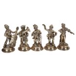 A set of 5 Spanish sterling silver musician figures, largest height 15cm, 39oz (5) No damage or