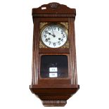 A Vintage stained oak 8-day drop-dial wall clock, case height 55cm, with pendulum