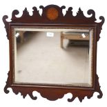 An Antique Georgian design inlaid wall mirror, with bevel-edge, height 56cm