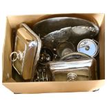 A quantity of silver plated ware, to include biscuit barrel, serving trays, entree dishes and