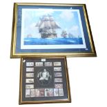 Geoff Hunt, a limited edition coloured print "Nelson's ships", 404/850, framed, a framed set of John