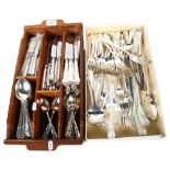 GEORGE BUTLER - a 12-place set of silver plated cutlery, including serving spoons, ladle and cake