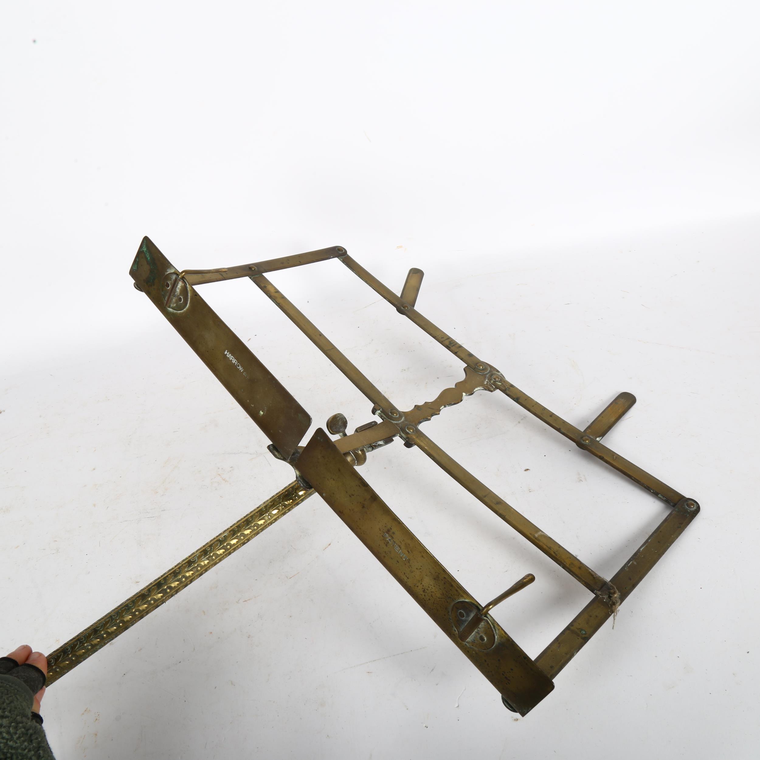An early 20th century patented brass music stand, impressed markings Harrow & Co, height 112cm - Bild 2 aus 2