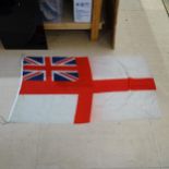 Vintage Royal Navy White Ensign flag, 170cm x 92cm