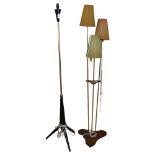 2 mid-century standard lamps of stylised design, tallest 160cm