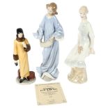 Royal Doulton figure, Waiting For A Train, 22cm, Lladro accordionist, and Doulton Reflections figure
