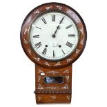 A Regency oak-cased drop-dial wall clock with inlaid mother-of-pearl (A/F), height 67cm