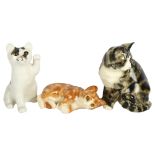 3 Winstanley cats with glass eyes, including a Tabby, 22cm