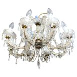 An 8-branch brass and glass lustre chandelier, drop 40cm