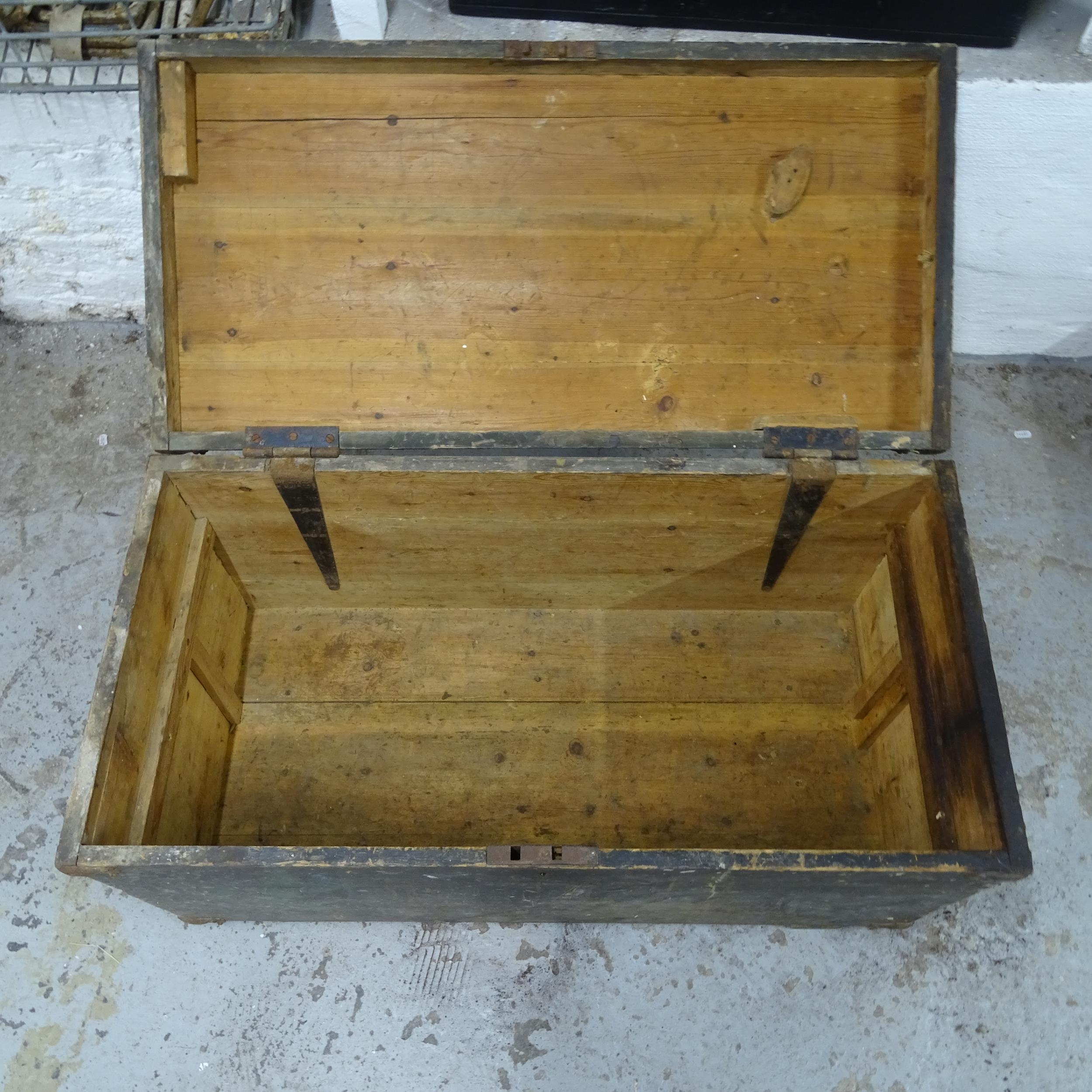 An antique painted pine tool chest. 87 x 46 x 43cm. - Image 2 of 2