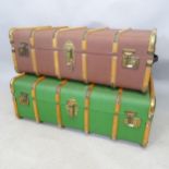 A pair of modern steamer trunks. 92cm x 33cm x 52cm