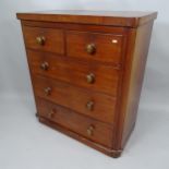A Victorian mahogany chest of two short and three long drawers, 95cm x 107cm x 47cm All over marks