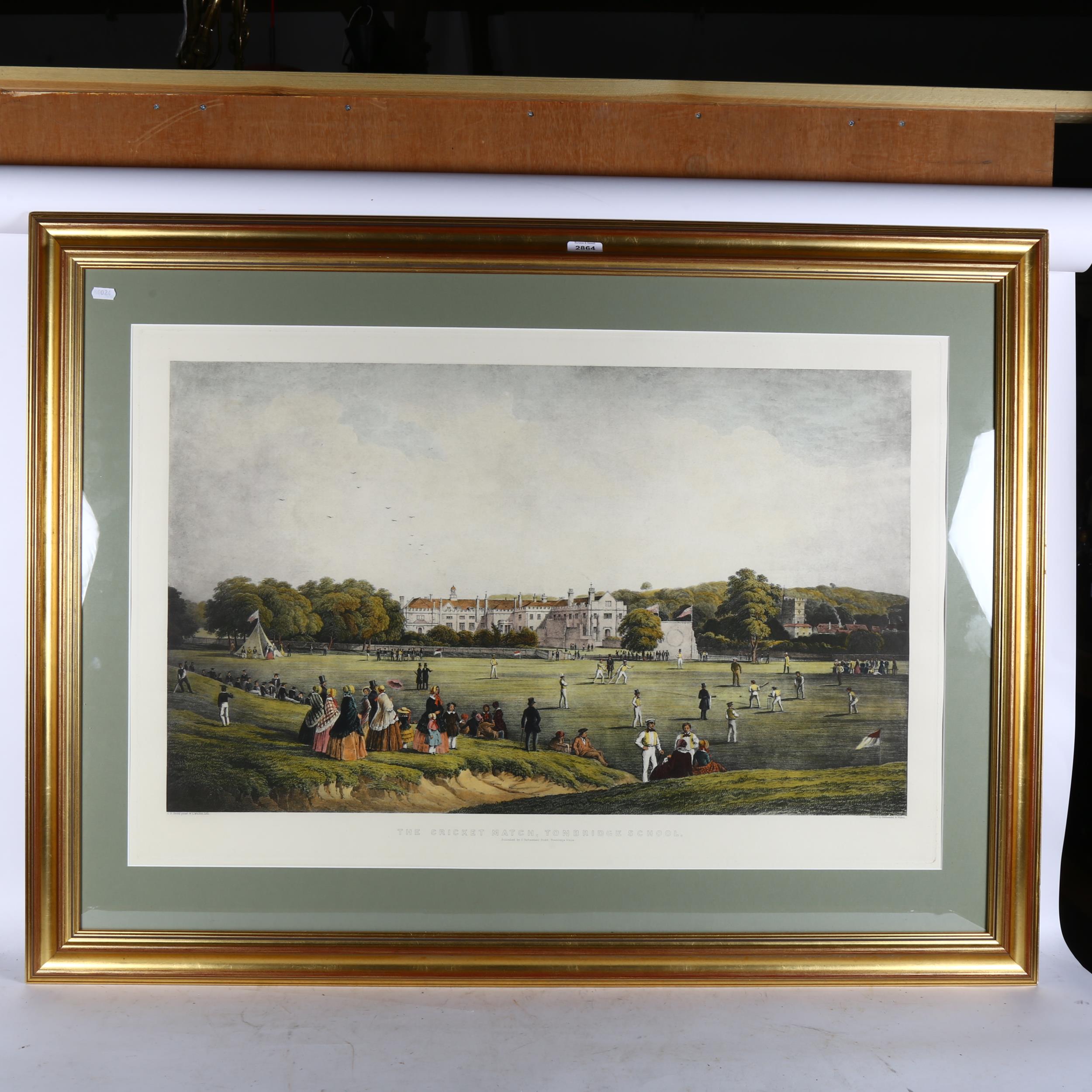 After C T Dodd, a coloured print "the cricket match, Tonbridge School", 85cm x 102cm - Image 2 of 2