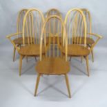 A mid-century set of 6 mid-century Ercol Windsor Quaker dining chairs circa 1960s (4+2)